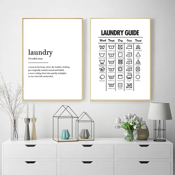 Laundry Today Room Wall Decor Laundry Symbols Guide Art Canvas Painting  Print Poster Laundry Room Wall Picture Decoration YX138