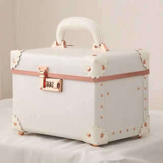 Luxury Women's Cute Makeup Artist Beauty Vanity Case Storage Organizer Box Password Medium Suitcase Professional Cosmetic Bag