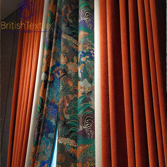 Modern Orange Zebra Splicing Curtains for Living Room Luxury High Shading Jacquard Curtains for Bedroonm Window Drape Custom