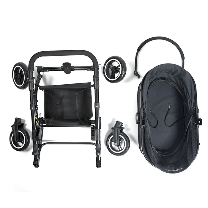 Pet Stroller Travel Folding Carrier Easy One-Hand Fold Luxury Pet Dog Stroller 4 Wheels