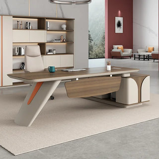 Simple desk, modern desk and chair combination, light luxury, baking varnish, high-grade office furniture