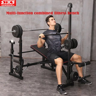 Multi Functional Weight Lifting Bed, Folding Squatting Frame Set, Household Fitness Bench