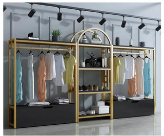 Clothing store display shelf floor hanging clothes shelf Light luxury display shelf live rack shelves