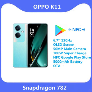 New Original OPPO K11 5G 6.7'' 120Hz OLED Screen 50MP Main Camera 100W Super Charge NFC Google Play Store 5000mAh Battery OTA