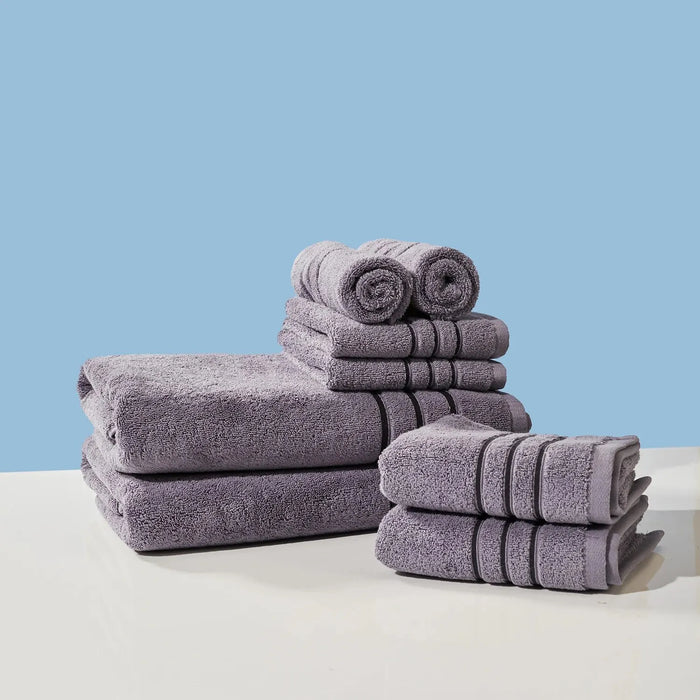 8pcs Soft Cotton Towel Set, Soft & Fluffy Bathroom Towels, 2 Bath Towels 28" X 55", 2 Hand Towels 13" X 29" & 4 Face Towels 13"