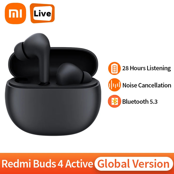 Global Version Xiaomi Redmi Buds 4 Active Earphone Calls  Noise Cancellation Bluetooth 5.3 Low Latency Wireless Headphones