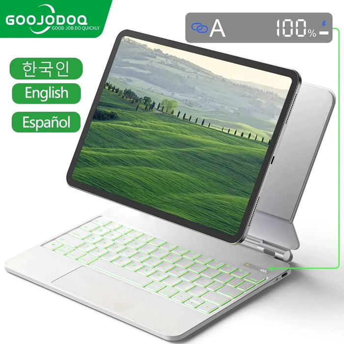 GOOJODOQ Magic Keyboard Case for iPad Pro 11 12.9 12 9 iPad Air 5 Air 4 10.9 Backlight LCD Display Keyboard Smart Cover