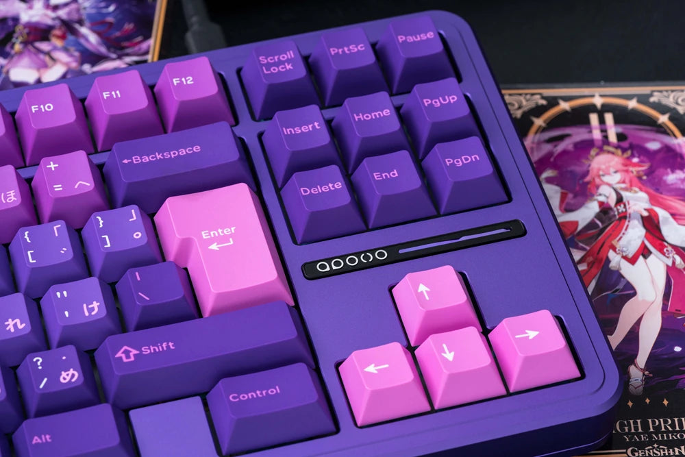 Domikey X iNKY GI Inazuma Cherry Profile keycap Purple Pink for keyboard  87 104 xd64 xd68 xd84 BM60 BM65 BM68 Genshin Impact