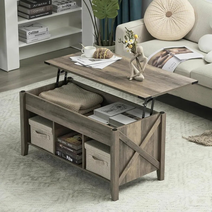 Lift Top Coffee Table, White, with Storage Shelf/Hidden Compartment, Gas Lift Mesa De Centro para Sala Pop Up Coffee Table