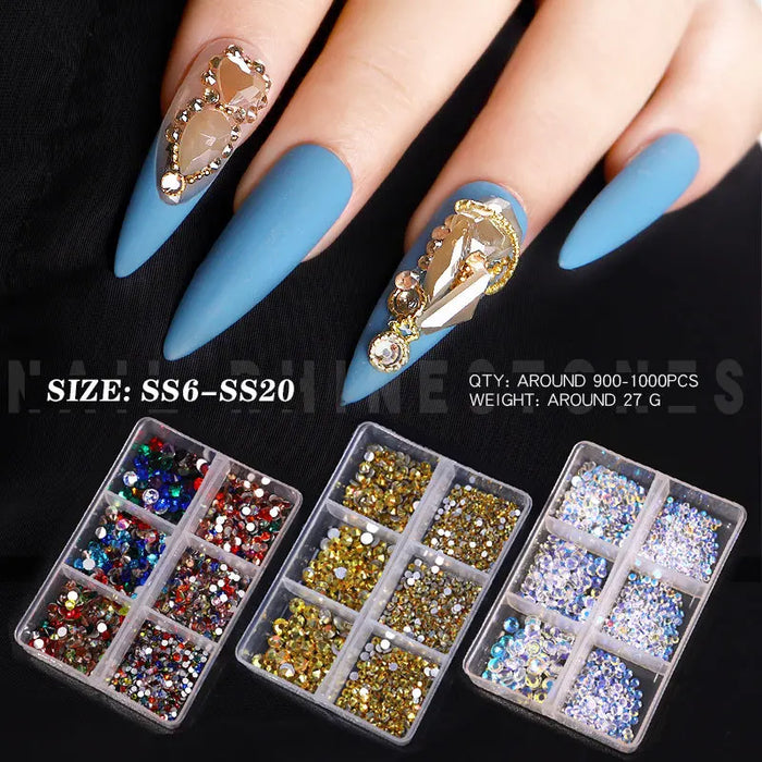 Nail Salon Art Glass Rhinestone Crystal Decorations 3D Professional Accessories Flatback Nail Art Rhinestones