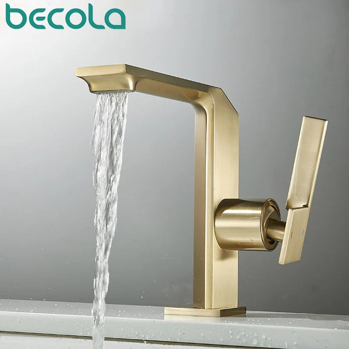 Gray Basin Waterfall Faucets Black Chrome Bathroom Faucet Single Handle Basin Mixer Tap Brush Gold Faucet Brass Sink Bathroom