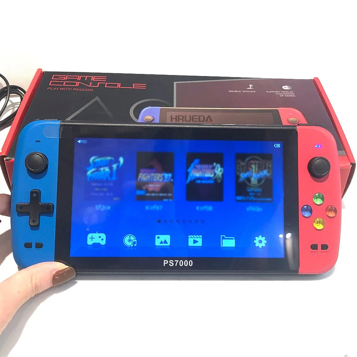 PS7000 Portable Game Console with 2 Gamepads 7-Inch HD 32GB/64GB 6000+ Classic Retro Games Handheld Game Players for PS1/CPS/NES