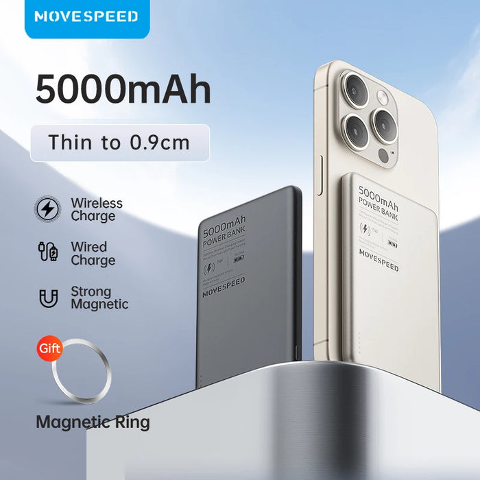 MOVESPEED S05 Magnetic Power Bank 5000mAh PD20W Portable Mini Size Wireless Powerbank Battery Charger for iPhone Samsung Xiaomi