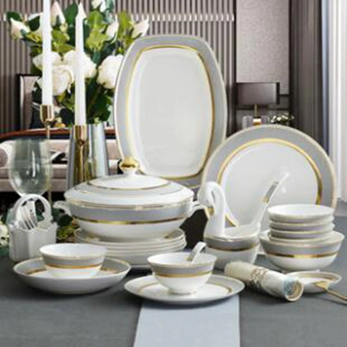 Bone china tableware set household combined bowl and plate set tableware European style bowl and plate set