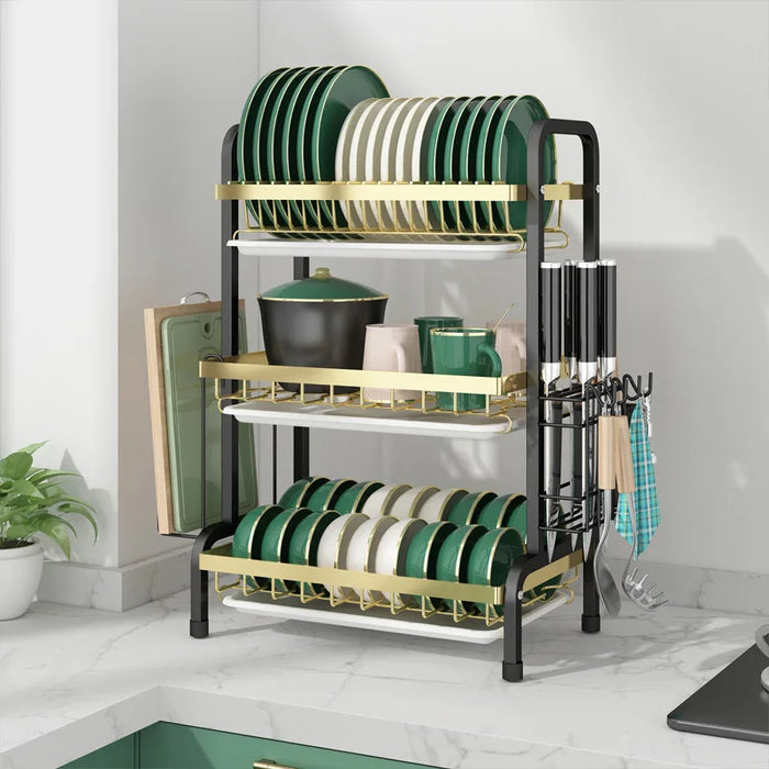 3/2 Layers Dish Storage Rack Household Drain Rack Bowls and Chopsticks Storage Box Metal Shelf Kitchen Accessories Organizer