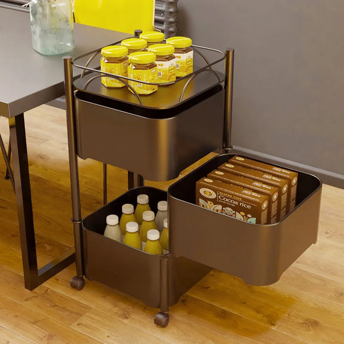 Kitchen Spice Rack Floor Seam Can Rotate The Storage Basket Of Snacks Vegetables And Fruits Auxiliary Cart With Wheels