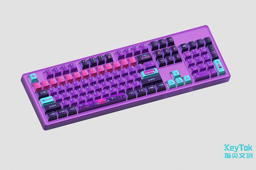 KeyTok OEM Profile Pixel Universe Doubleshot Dye Sub Keycap Set thick PBT for keyboard 87 tkl 104 ansi bm60 CSTC75 BM87 BM65