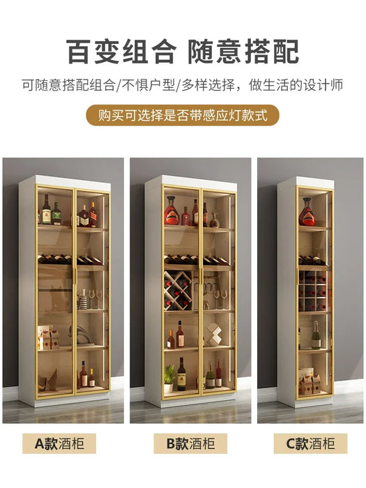 Small wine cabinet modern simple red wine against the wall luxury living room lockers small living room with lights glass wine c