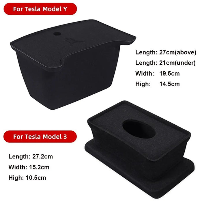 YZ For Tesla Model 3 Model Y Rear Center Console Organizer Tray Flocking For Tesla Model3 Storage Box ModelY Case Accessories