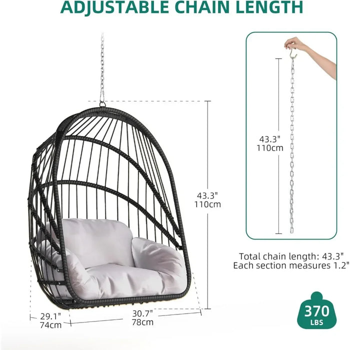 Swing Egg Chair With Cushion 370 Lbs. Sleeping Hammock Hanging for Adults Without Stand Hammocks for Leisure Garden Furniture