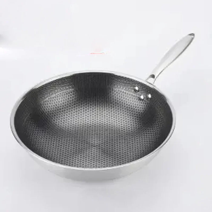 Stainless Steel Wok Non-stick Pan Handle Household Non-oily Smoke and Non-coated Pan Wok  Frying Pan  Non Stick Wok Cookware