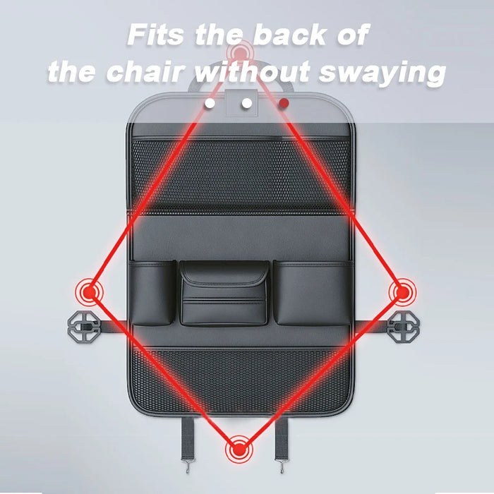 SEAMETAL Car Seat Back Organizer Large Capacity Storage Bag with Foldable Tablet Tray PU Leather Multi Pocket Auto Organizer Bag