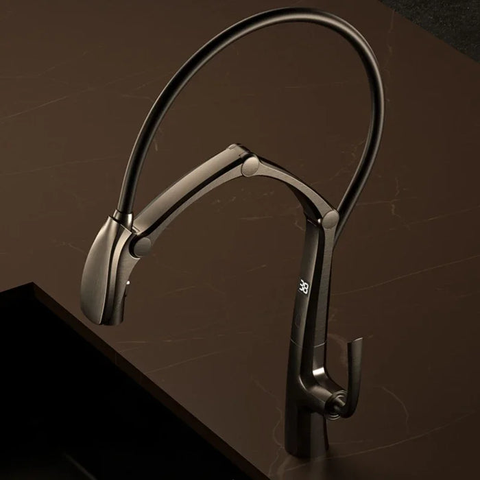 Digital Display Intelligent Pull-Out Kitchen Faucet Cold And Hot Sink Mixer Tap Gunmetal/Brushed Gold/Chrome