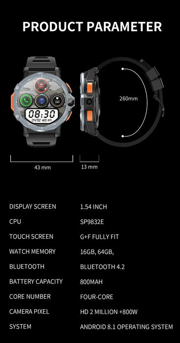 2023 Hot selling 4G call and GPS wifi sports Smart Watch 1.54" round style touch screen 2G+16G/4G+64G Heart Rate Monitor watch