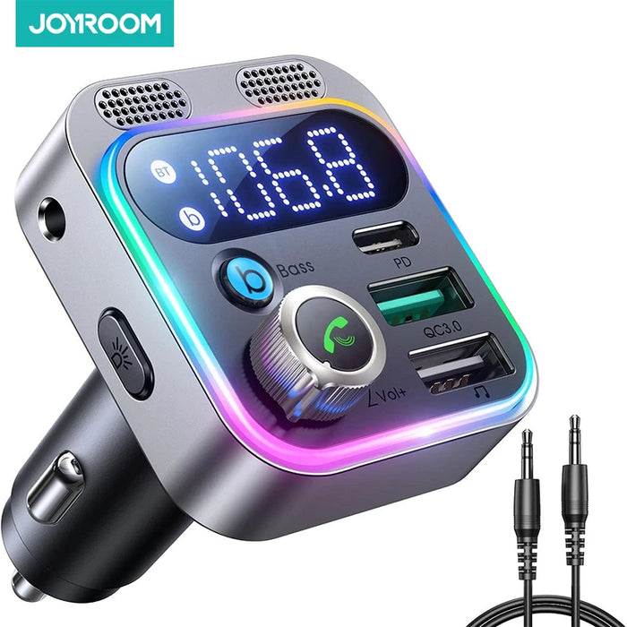 2023 Bluetooth 5.3 FM Transmitter for Car, [Stronger Dual Mics Deep Bass Sound] , 48W PD&QC3.0 Car Charger Bluetooth Adapter