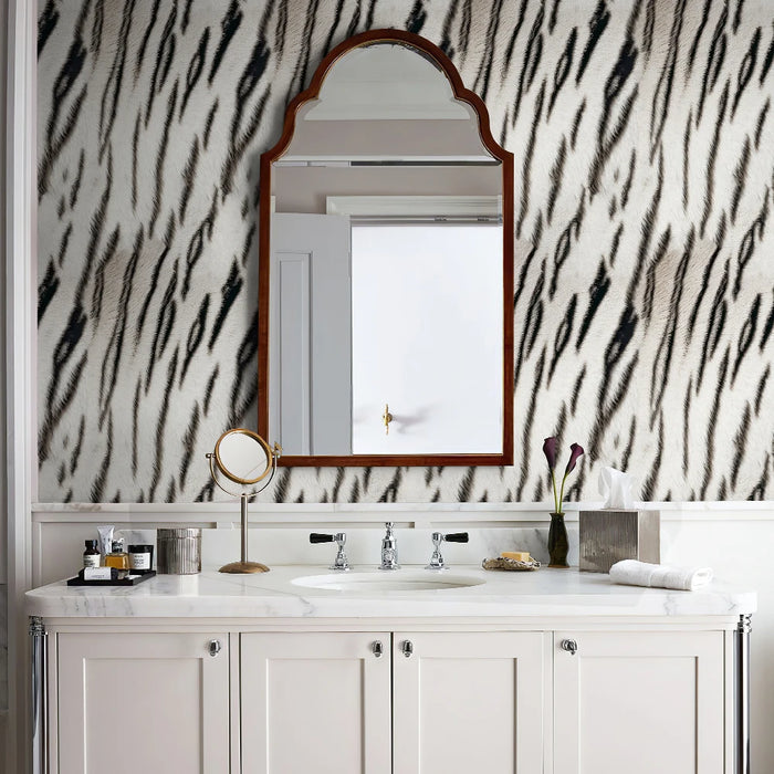 3D Brindle Black And White Wallpaper Retro Waterproof Tiger Shaggy Flat Cabinet Stickers PVC Waterproof Bathroom Kitchen Decor