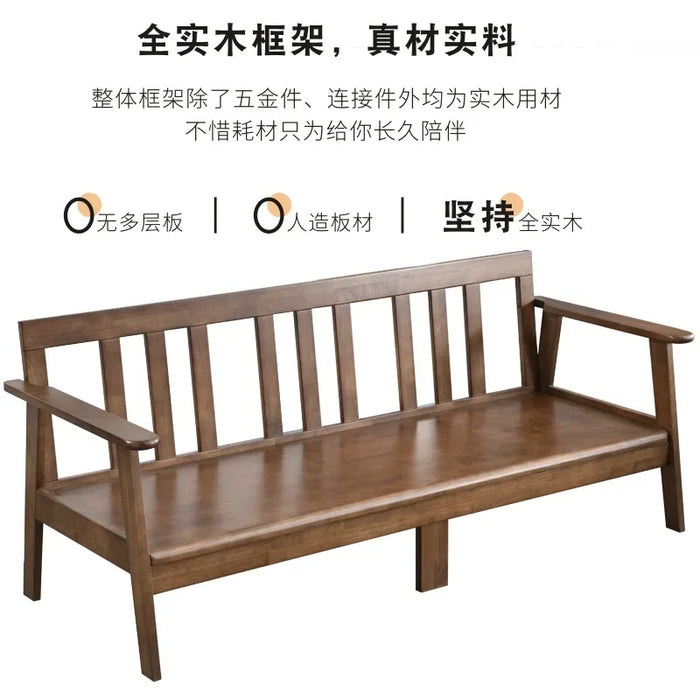 Full solid wood sofa living room Nordic small Japanese style simple accommodation new Chinese cloth art