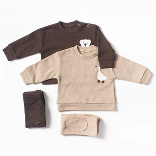 Baby Boy Clothes Set 2pcs Organic Cotton Patch Goose Sweatshirts Tops+Pants Children Kids Outfits Toddler Baby Girl Clothes Sets