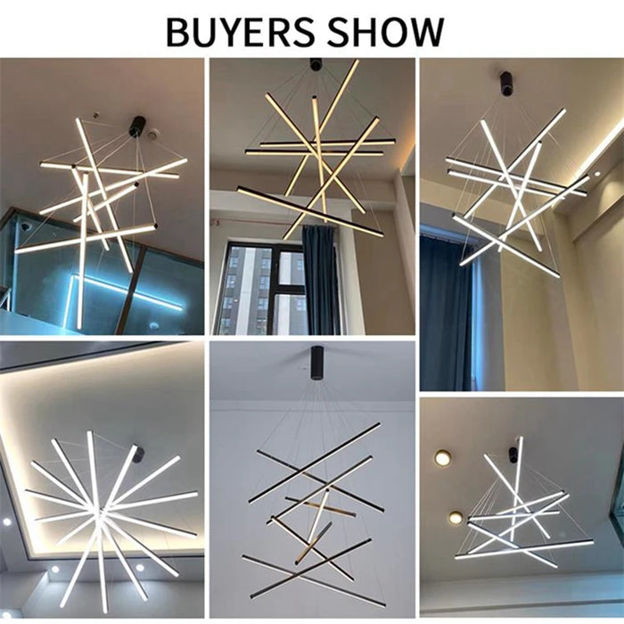 Modern LED Stair lamp Aluminum Ceiling Chandelier duplex building room decor highrise Living room long line lamp home decoration