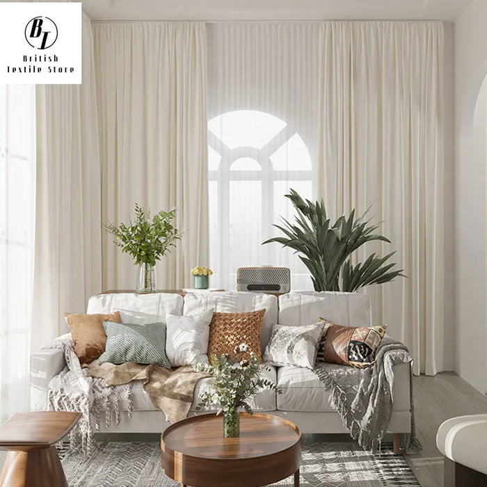 High End Curtains for Living Dining Room Bedroom Cream Royal Velvet Curtain Designe Hotel Milk White American Gentle Window