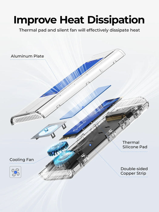ORICO M.2 Nvme SSD Case with Cooling Fan 40Gbps M2 NVMe Case Enclosure Compatible with Thunderbolt 3 4 USB3.2 for MacBook Pro