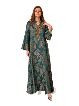 Eid Muslim Dress for Women Abaya Beading Stand Collar Jalabiya Morocco Party Dresses Abayas Kaftan Abaya Vestidos Arab Long Robe