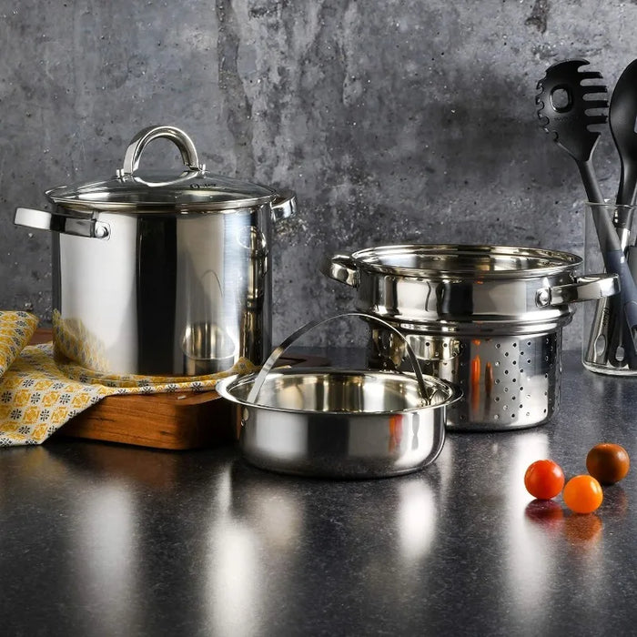 Sangerfield 12 Piece Stainless Steel Cookware Set W/Kitchen Tools