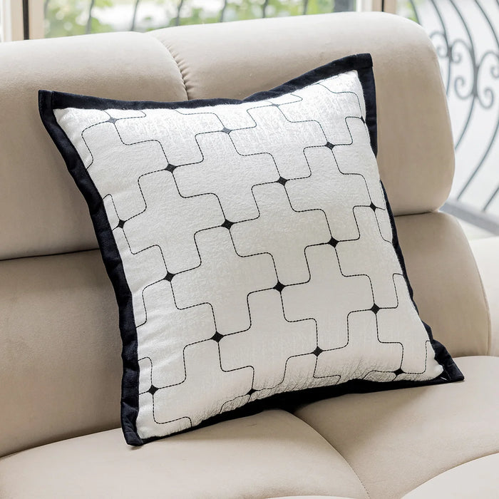 Italian Light Luxury Cushion Cover 45*45 Black White Geometric Jacquard Pillowcase Modern Design Sense Pillow Covers Decorative