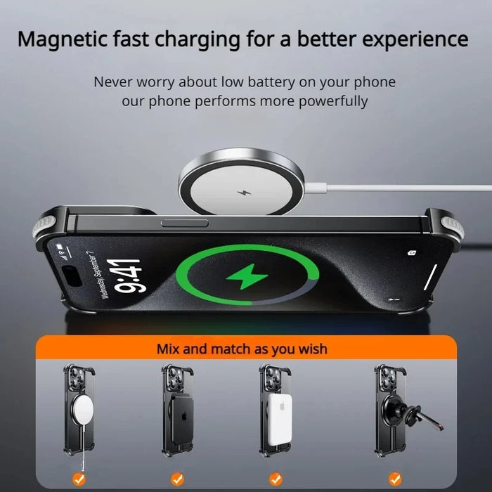 Metal Stand Phone Case For Iphone 13 12 14 15 Pro Max Plus Magnetic Holder Phone Bumper For IPHON 14 15 Promax Wireless Charging