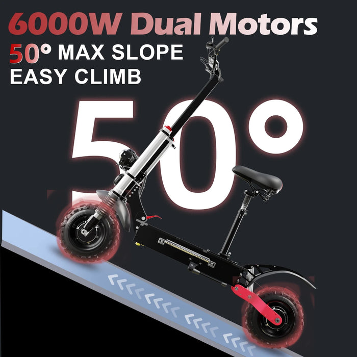 72V 6000W Dual Drive Electric Scooter 85km/h Fast E scooter EU USA Warehouse Foldable Adult Skateboard with Seat 2 wheels Moped