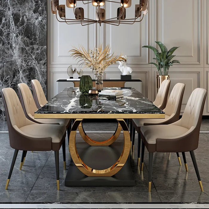 Light luxury marble table and chair combination, post-modern simple family, small family, Hong Kong Style rectangular table