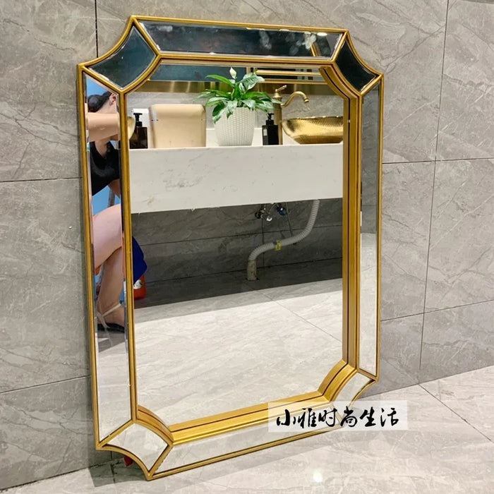 Large Bathroom Mirror Vanity Luxury Irregular Golden Shower Mirror Aesthetic Espejo Cuerpo Entero Home Improvement CC50BM