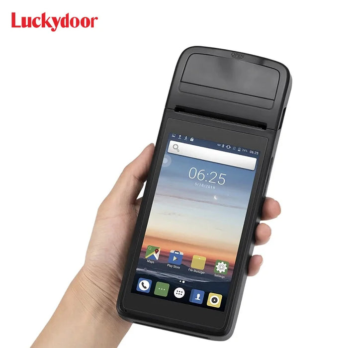 Luckydoor M500 PDA android handheld pda barcode scanner mobile terminal android with 58mm receipt printer