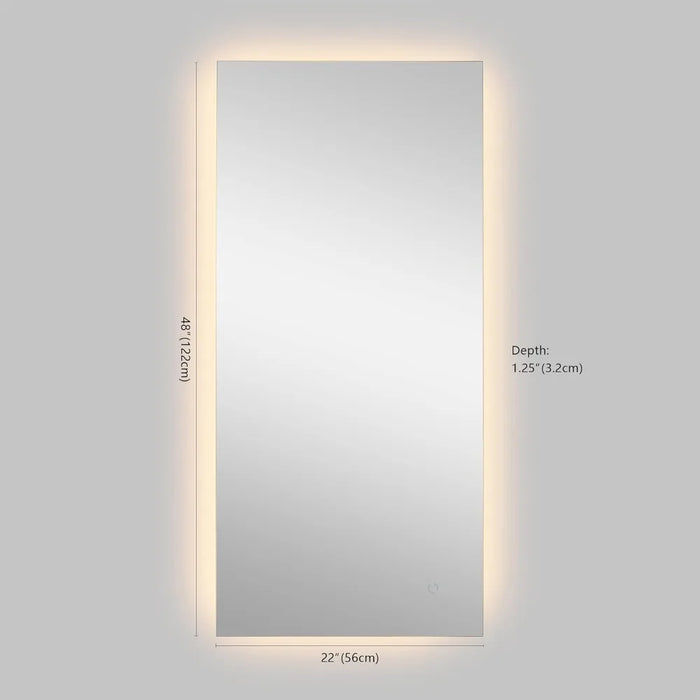 Rectangular Frameless Anti-Fog Aluminum Back-lit Tri-Color LED Bathroom Vanity Mirror with Smart Touch Control White, espejo