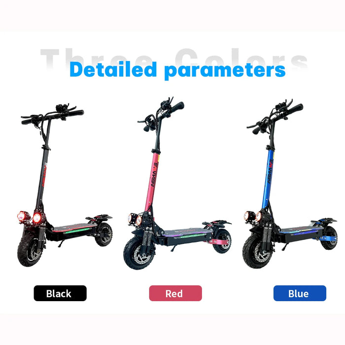 EU Dual Motor Electric Scooter, Foldable Scooter, Max Speed 55km, 10Inch Max Mileage, 70km, H, 2400W