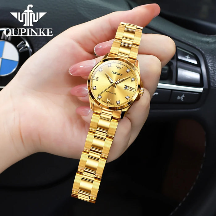 OUPINKE 3199 Real Diamond Mechanical Watch for Women Luxury Brand Imported Swiss Movement Original Automatic  Women's Watches