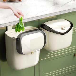6/9L Kitchen Hanging Trash Can With Lid Food Wastebasket Wall Mounted Garbage Can for Cabinet Toilet Paper Storage Bucket Bin