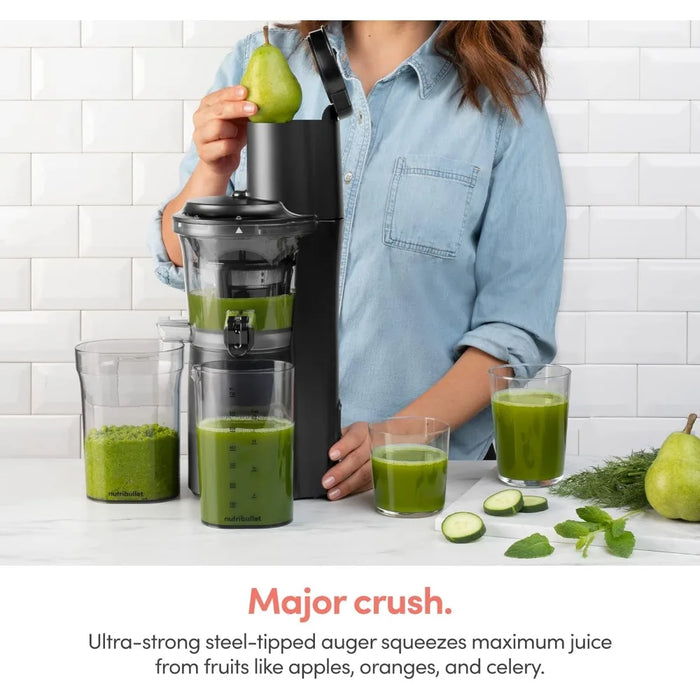 Slow Juicer, Slow Masticating Juicer Machine, Easy to Clean, Quiet Motor & Reverse Function,Cold Press Juicer with Brush