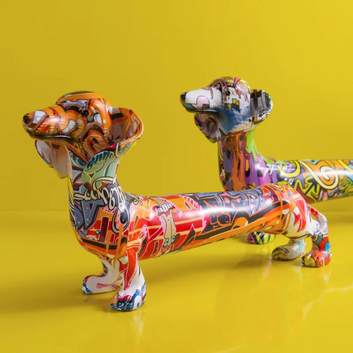 Individuality Creative Dachshund Painted Colorful Dog Decor Home Wine Cabinet Office Decoration Desktop Decoration Crafts