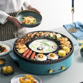 Korean Non-stick Electric Steamboat Hot Pot with Divider Smokeless Non-Stick Pot